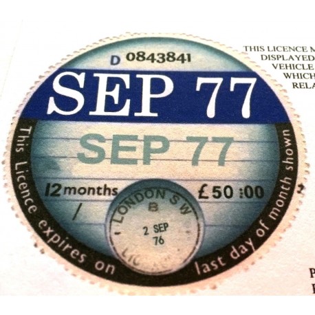 Blank Tax Disc September 1977