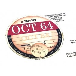 Blank Tax Disc October 1964