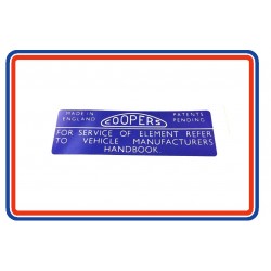 Coopers Air Filter Box Sticker CAFBS2LB