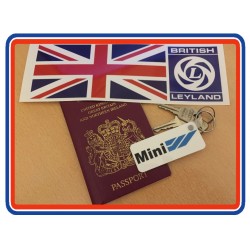 Austin Morris Mini Key Ring & British Leyland Union Flag UK Bumper Sticker