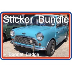 Austin Mini Mk1 Cooper Sticker Bundle 2 with Bonnet Badge