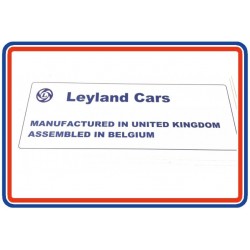British Leyland Assembled in Belgium Sticker