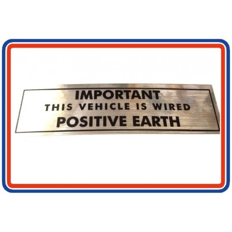 Positive Earth Brushed Aluminium Sticker LMG1005A
