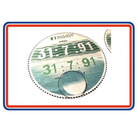 Blank July 1991 Tax Disc