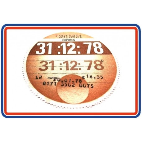 December 1978 Replica Tax Disc