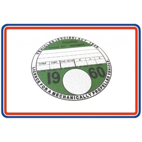 Blank Tax Disc December 1960