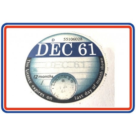 Blank Tax Disc December 1961