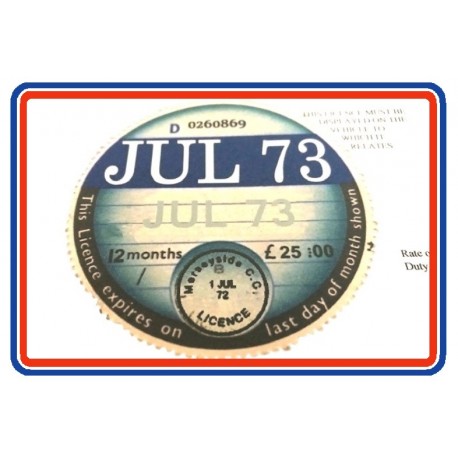 Blank Replica Tax Disc July 1973