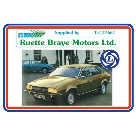 Ruette Braye Motors Ltd. of Guernsey British Leyland Replica Dealer Sticker + British Leyland Sticker