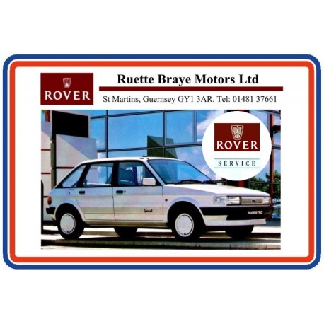 Ruette Braye Motors Ltd. of Guernsey Rover Replica Dealer Sticker + Rover Service Sticker