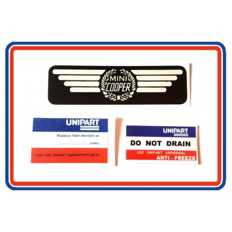 Rover Mini Cooper Carb Model 3 Piece Sticker Bundle