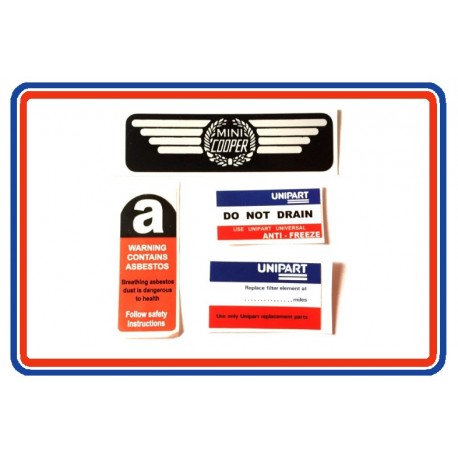 Rover Mini Cooper Carb Model 4 Piece Sticker Bundle