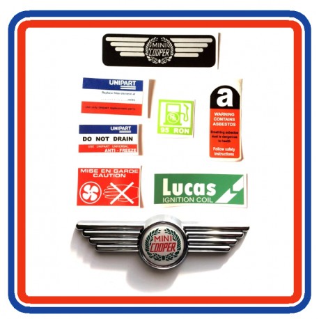 Rover Mini Cooper Carb Model 7 Piece Sticker Bundle
