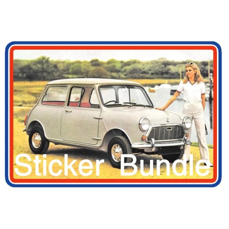 Morris Mini Mk2 850 1000 & Cooper 4 Piece Sticker Bundle