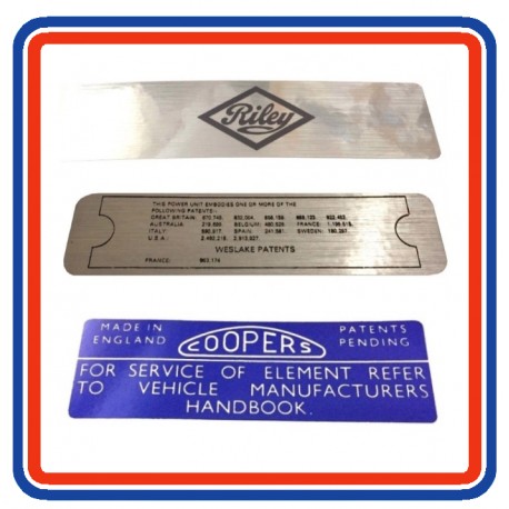Riley Elf Mk1/2 Engine Bay 3 Piece Sticker Bundle