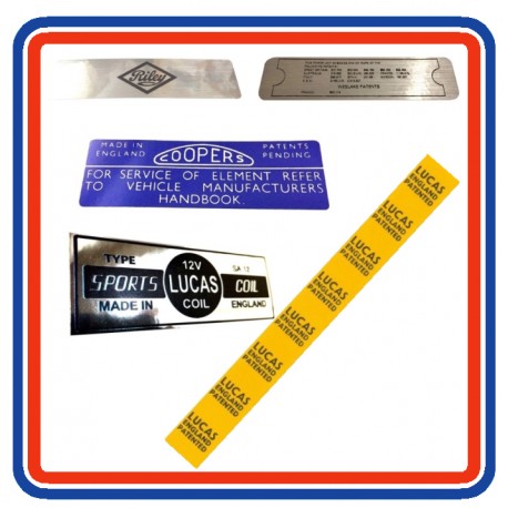Riley Elf Mk1/2 Engine Bay 5 Piece Sticker Bundle