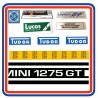 Mini 1275GT 7 Piece Engine Bay Sticker Bundle with white side stripes