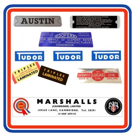 Mk2 Austin Mini 6 Piece Engine Bay Sticker Bundle + Dealer Sticker