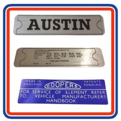 Mk1 Austin Mini 3 Piece Engine Bay Sticker Bundle