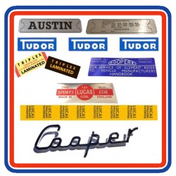 Mk1 Austin Mini 7 Piece Engine Bay Sticker Bundle + Boot Badge