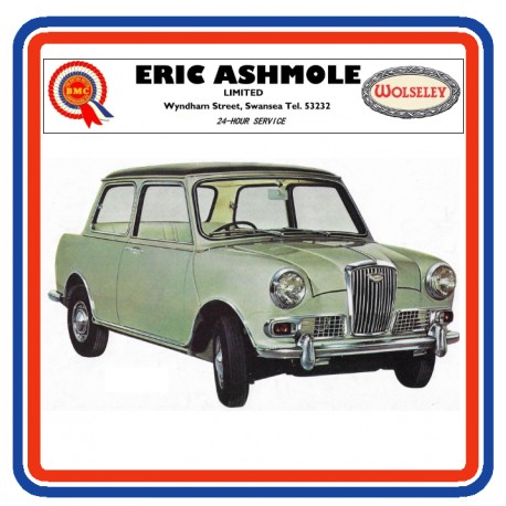 Eric Ashmole BMC Wolseley Swansea Dealer Sticker