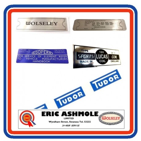 Wolseley Hornet 5 Piece Engine Bay Sticker Bundle 1963-1966 + Dealer Sticker