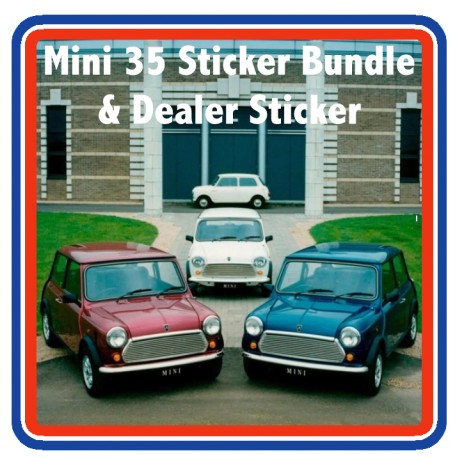 Rover Mini 35 Full Engine Bay Sticker Bundle + Dealer Sticker