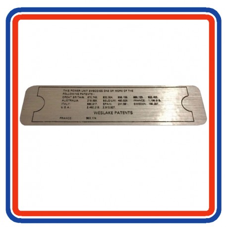 WESLAKE PATENTS Rocker Cover Sticker LMG1016 ST137