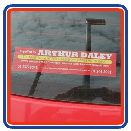 Arthur Daley Motorama Replica Self Cling Window Sticker