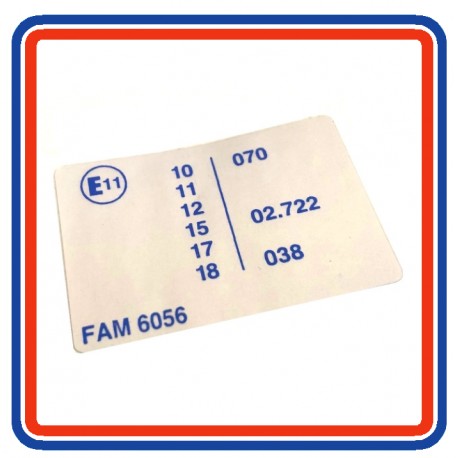 MGB GT EEC - E11 Mark - Bonnet Landing Panel Sticker - CRST168