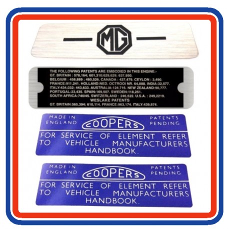 MGB & GT 4 Piece Engine Bay Sticker Bundle