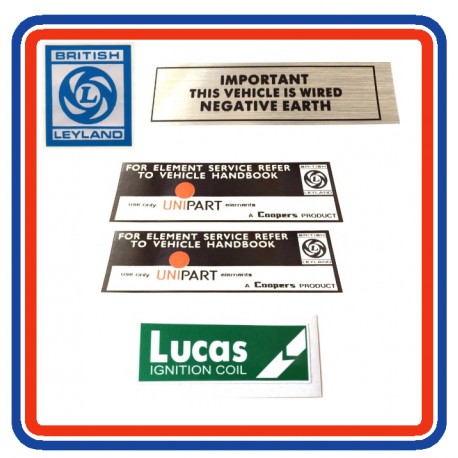 MGB & GT 6 Piece Engine Bay Sticker Bundle (British Leyland)
