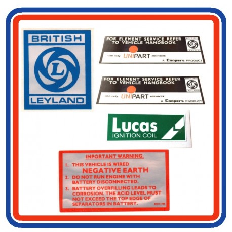 MGB V8 5 Piece Engine Bay Sticker Bundle