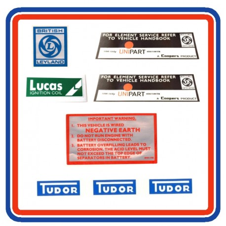 MGB V8 6 Piece Engine Bay Sticker Bundle
