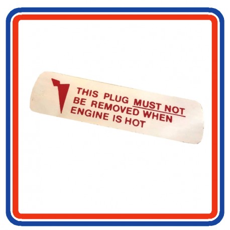MGB Radiator Plug Warning Sticker CRST118