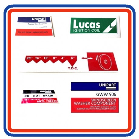BL Mini Mk4 Mini City 850 & 1000 5 Piece Engine Bay Sticker Bundle