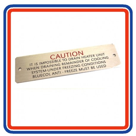 Caution Heater Warning Plate CRCP303