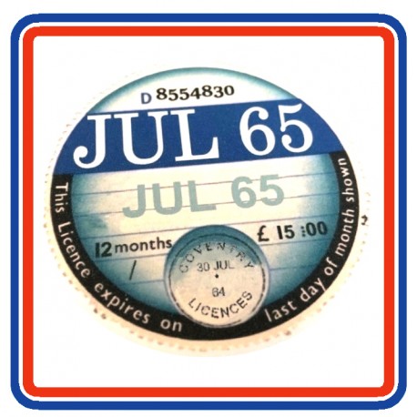 July 1965 Replica Tax Disc