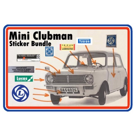 Mini Clubman 7 Piece Engine Bay Sticker Bundle + A-Panel Leyland Badges