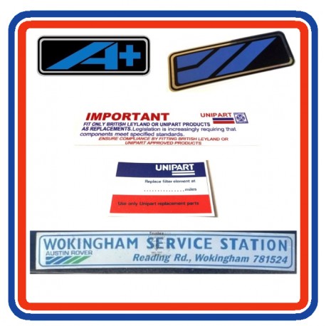 Austin Rover Mini 4 Piece Engine Bay Sticker Bundle + Dealer Sticker