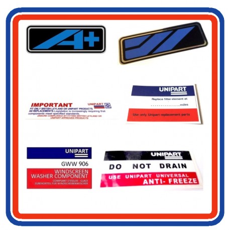 Austin Rover Mini 6 Piece Engine Bay Sticker Bundle