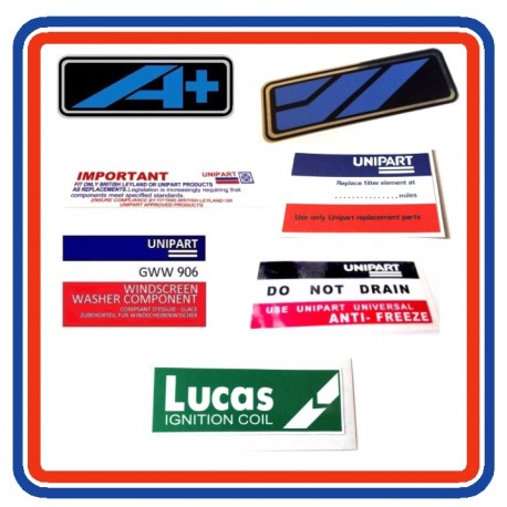 Austin Rover Mini 7 Piece Engine Bay Sticker Bundle