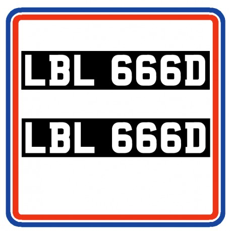 LBL 666D Stick on Number Plates