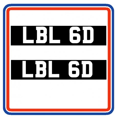 LBL 6D Stick on Number Plates