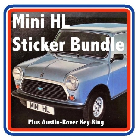 Austin Rover Mini HL 7 Piece Engine Bay Sticker Bundle + Key Ring