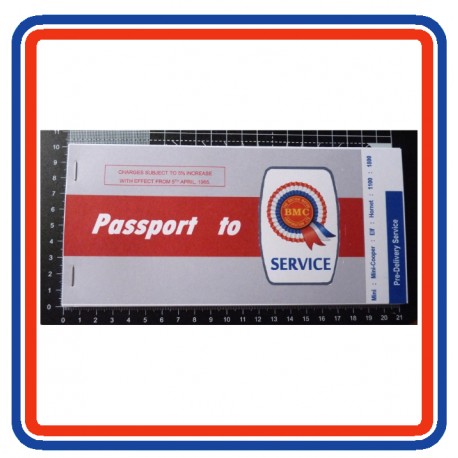 BMC Austin Mini, Cooper, Cooper S, Moke, Van & Pickup Replica Maintenance Service & Voucher Book 1964