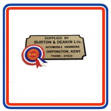 Supplied by Burton & Deakin Ltd Orpington Kent Interior Dealer Sticker