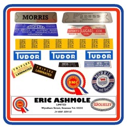 Morris Mini Mk1 850 1000 & Cooper Sticker Bundle 10 with dealer sticker