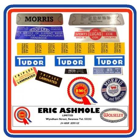 Morris Mini Mk1 850 1000 & Cooper Sticker Bundle 10 with dealer sticker