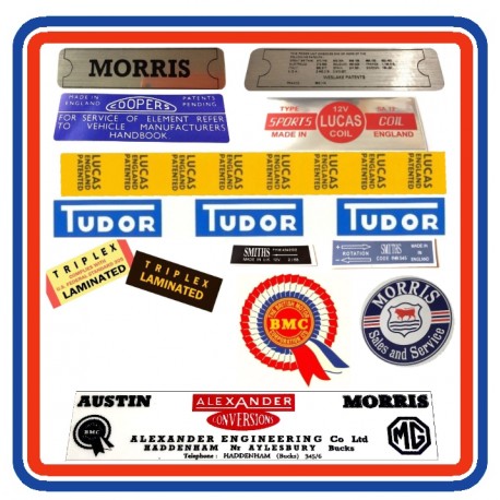Morris Mini Mk1 850 1000 & Cooper Sticker Bundle 10 with dealer sticker